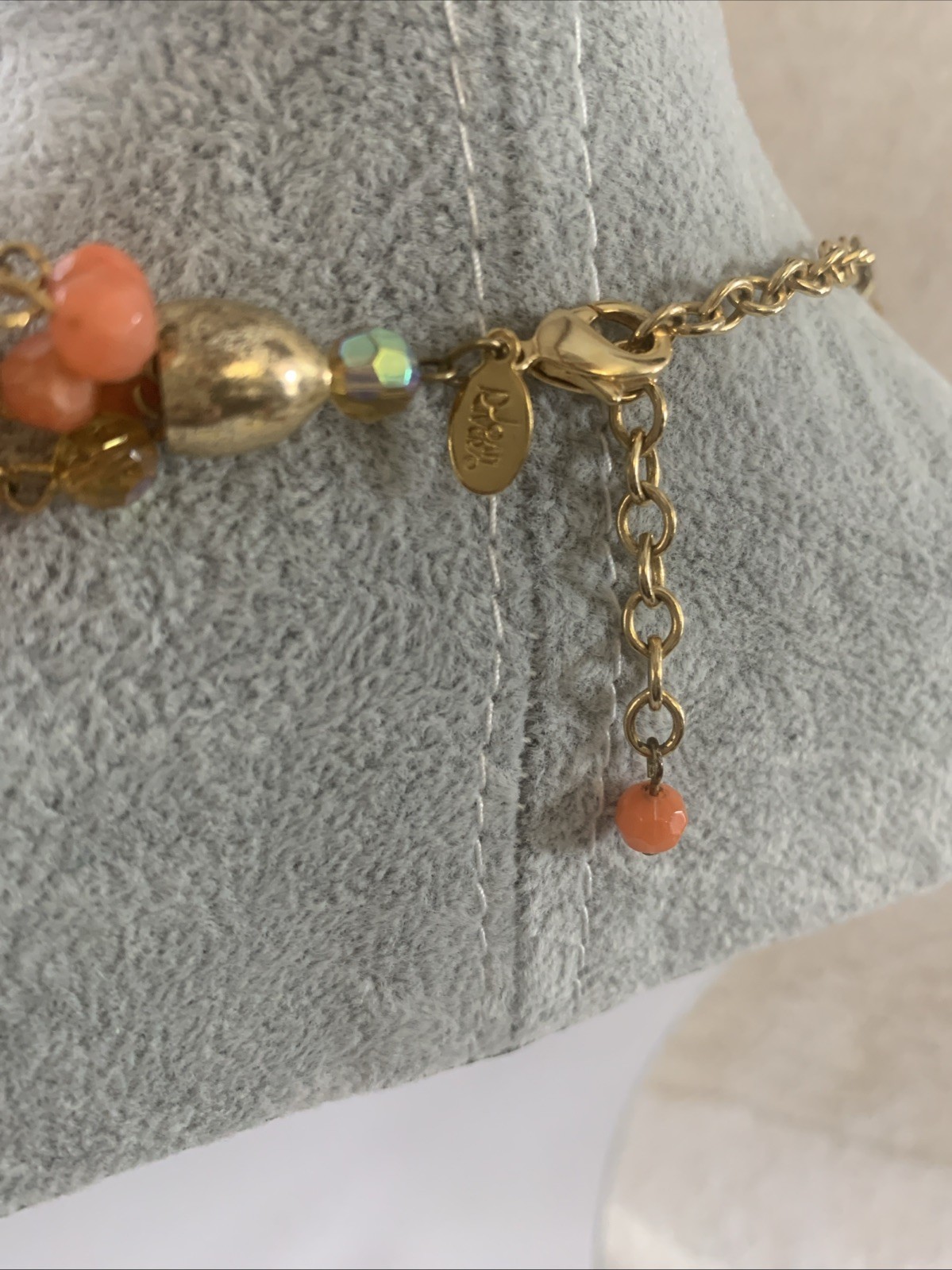 Joan Rivers Necklace Orange Amber Beads 5 Strands Various Lengths Very Good Cond