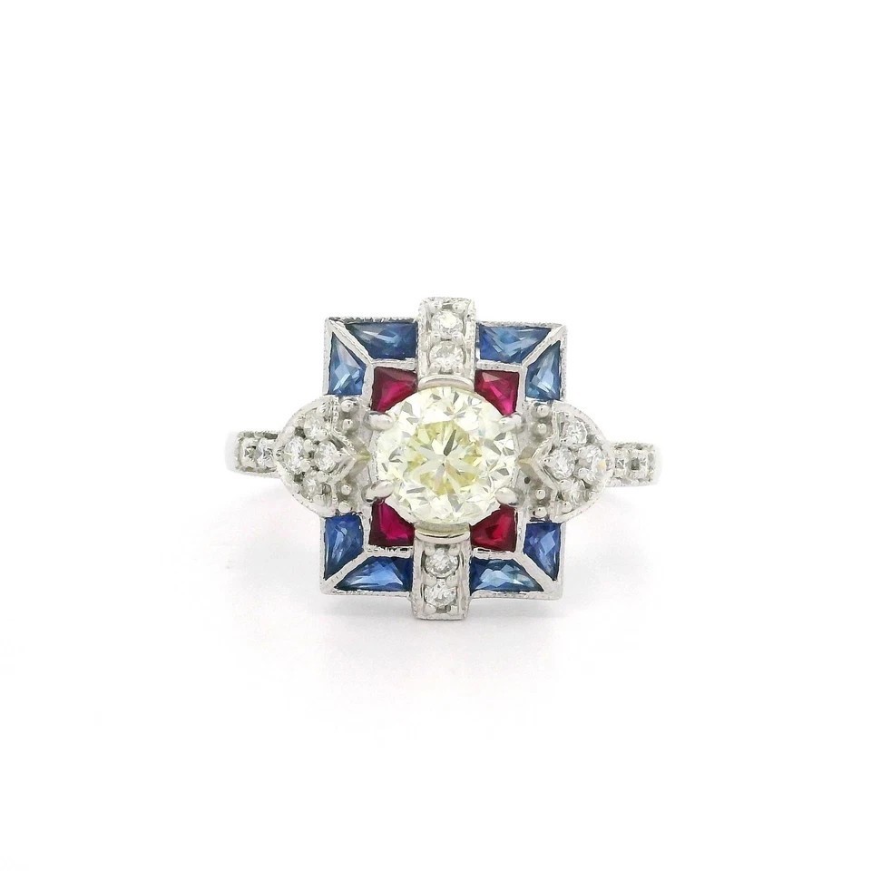 3.02Ct Art Deco Style Lab Created Diamond Anniversary 14K White Gold Finish Ring