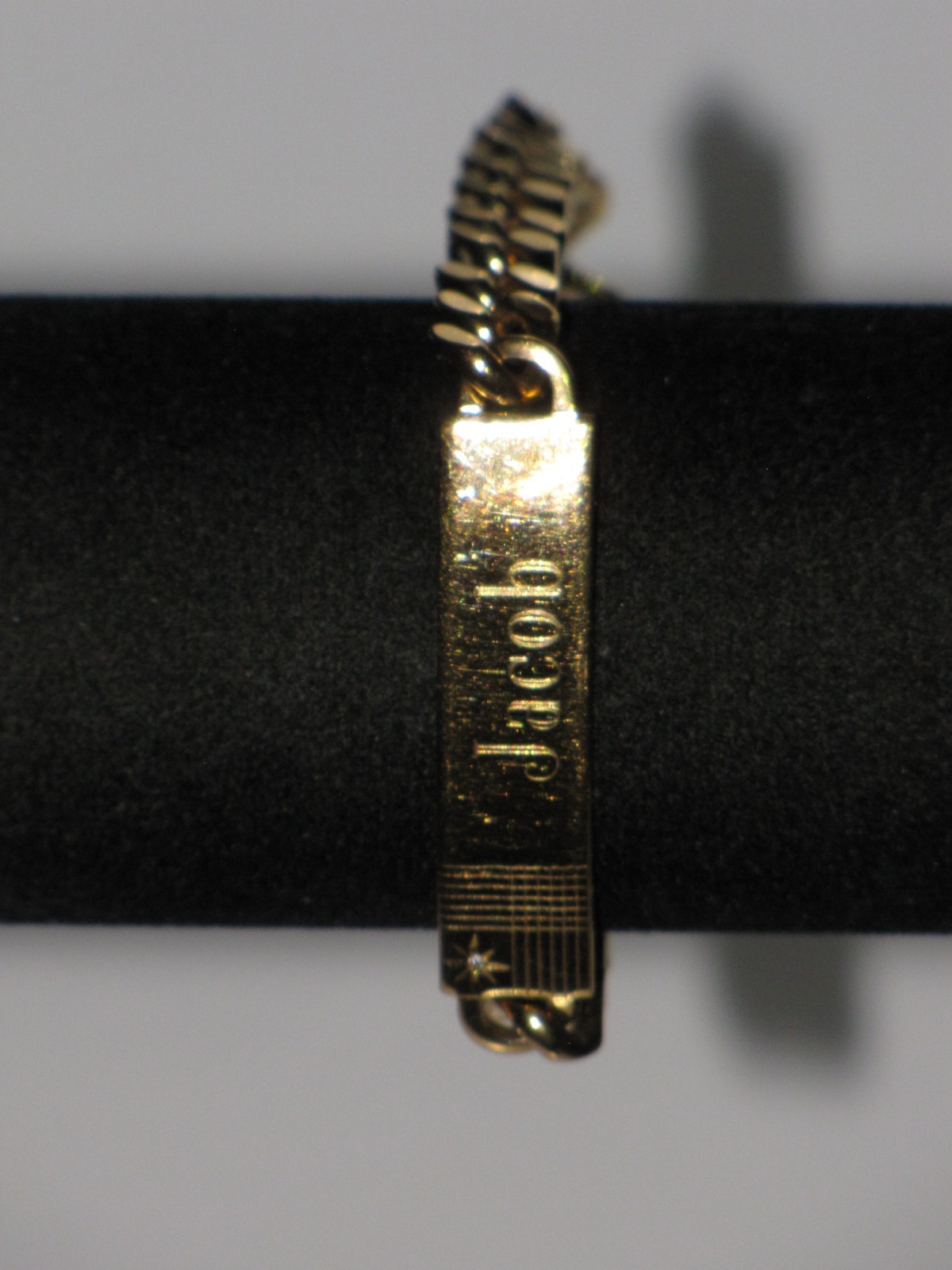 Vintage Speidel USA Personalized ID Bracelet Gold Tone Diamond Accent Mens