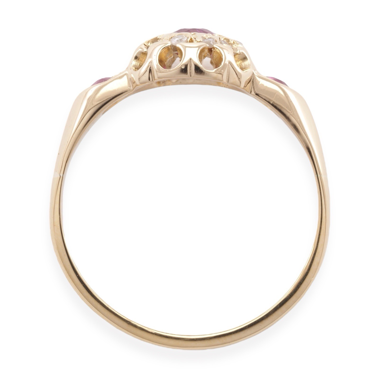 EDWARDIAN LOVE Antique 18K Yellow Gold Natural Ruby & Old Rose Cut Diamond Ring