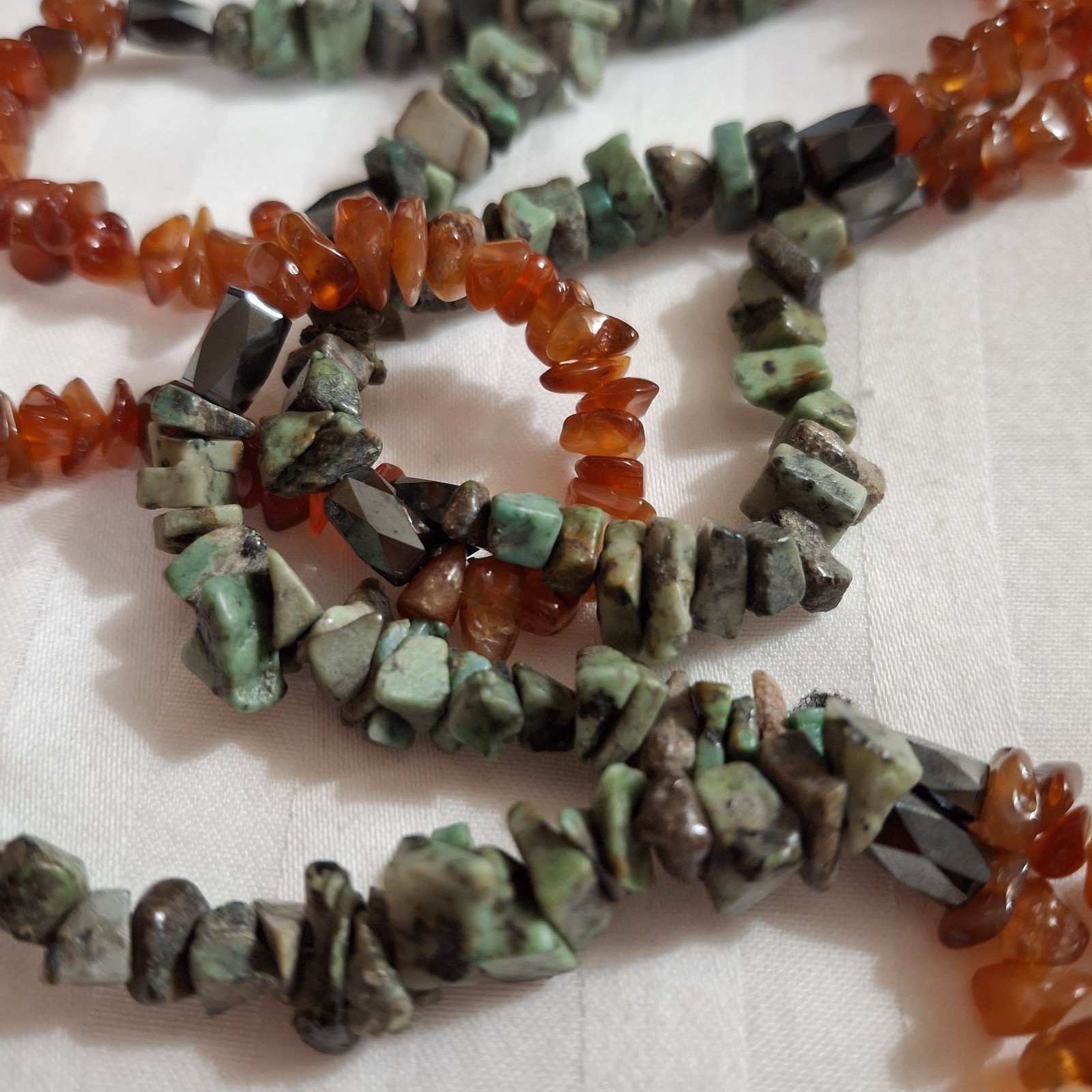 Vintage Necklace Lariet Real Turquoise Carnelian Aventurine Hematite Magnetic…