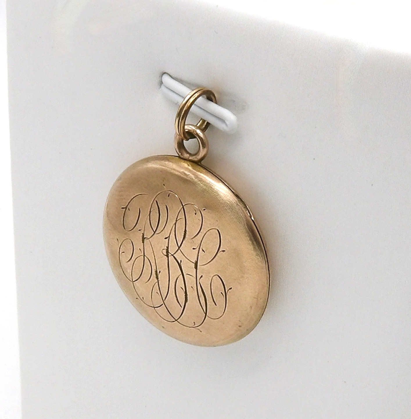 Antique 14k Gold Shell Photo Locket Charm Pendant RBC Old Pictures Inside W&Hco