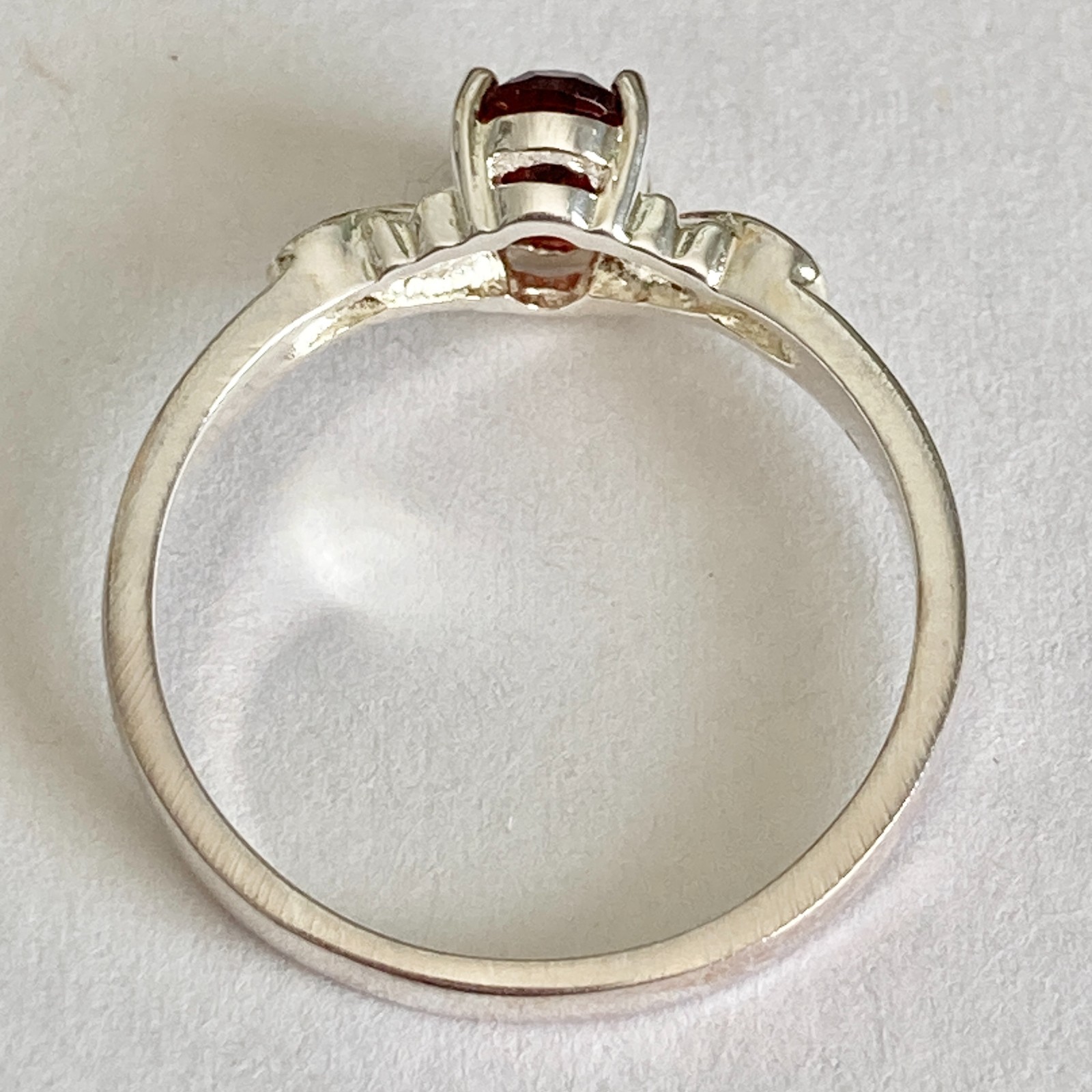 Vintage Silver Red Garnet Stone Solitaire Cocktail Ring Size 9 Plated Victorian