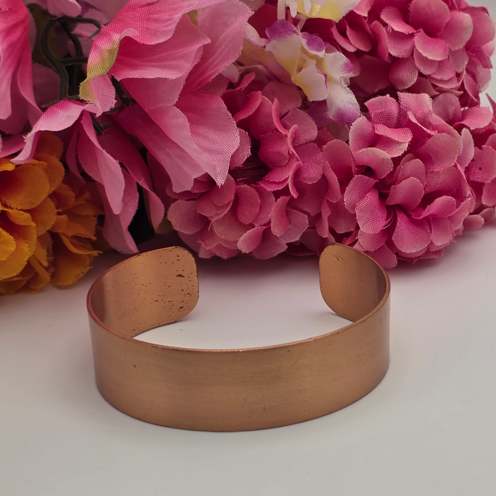 Vintage Solid Copper Wide Cuff Bracelet Minimalist Boho Unisex 6.25 In