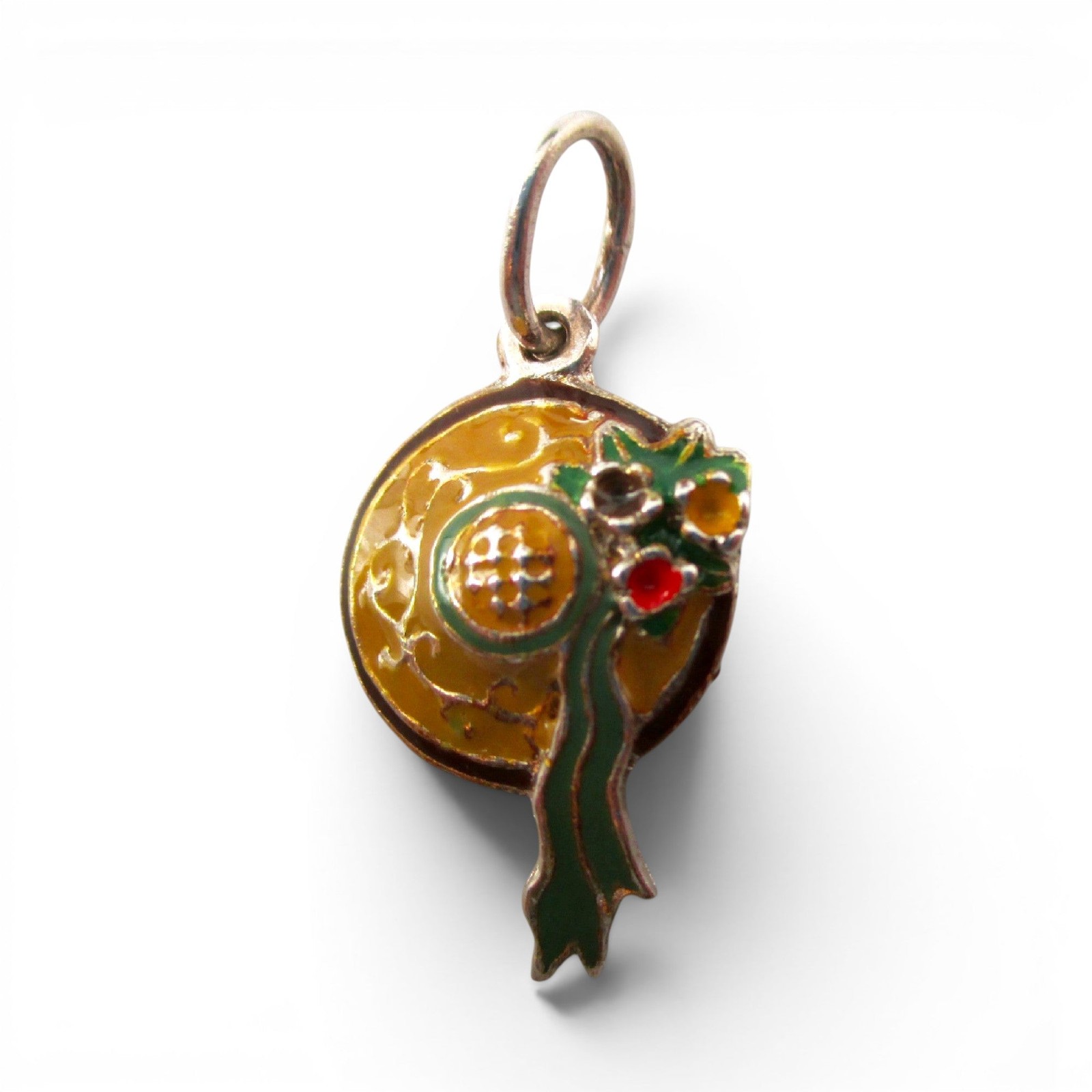 Sterling Silver Enamel Straw Hat Flowers Charm for Bracelet Garden Summer Gift