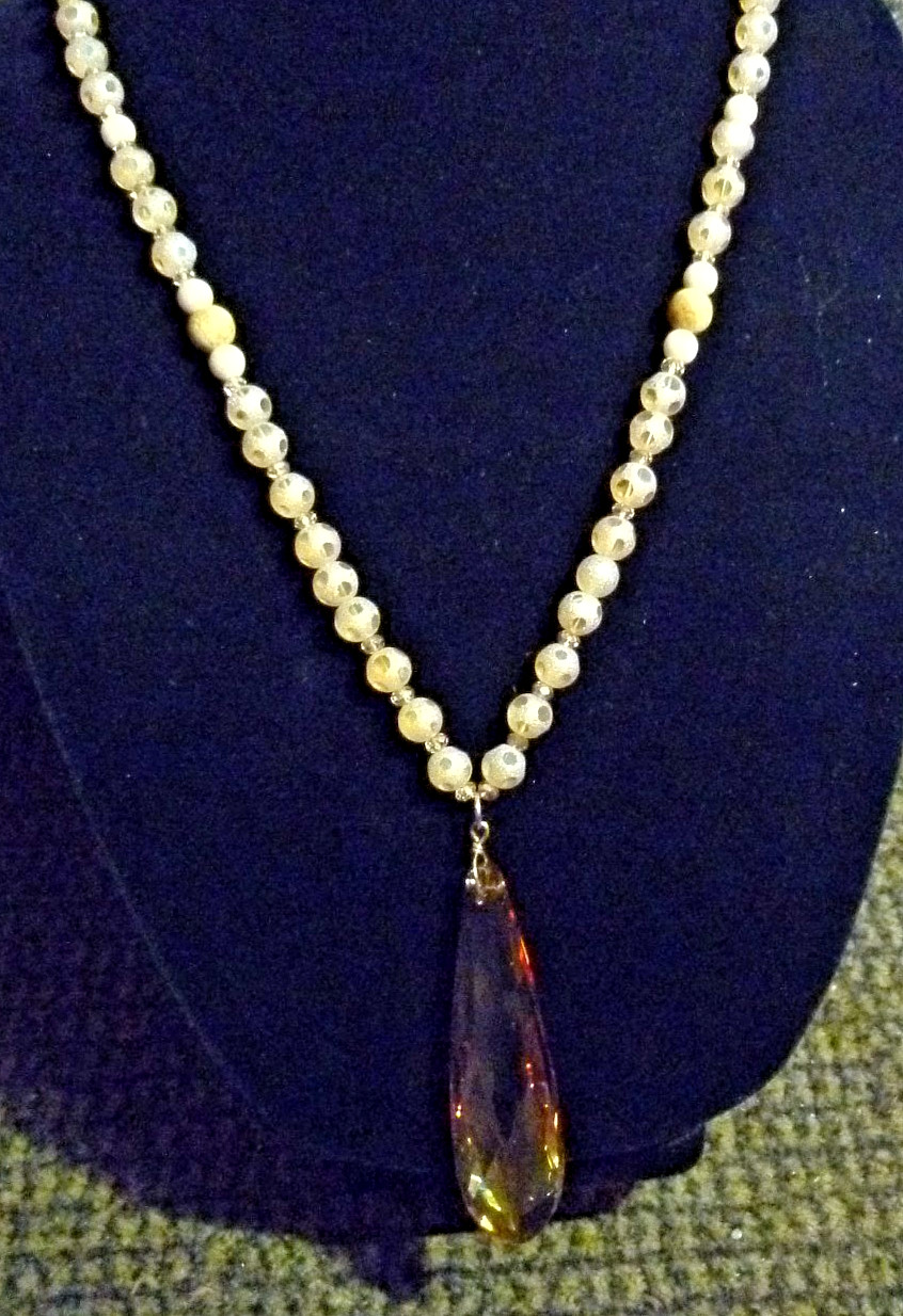 6 Piece LOT of UNIQUE VARIETY CRYSTAL / GLASS BEAD PENDANT / TASSEL NECKLACES