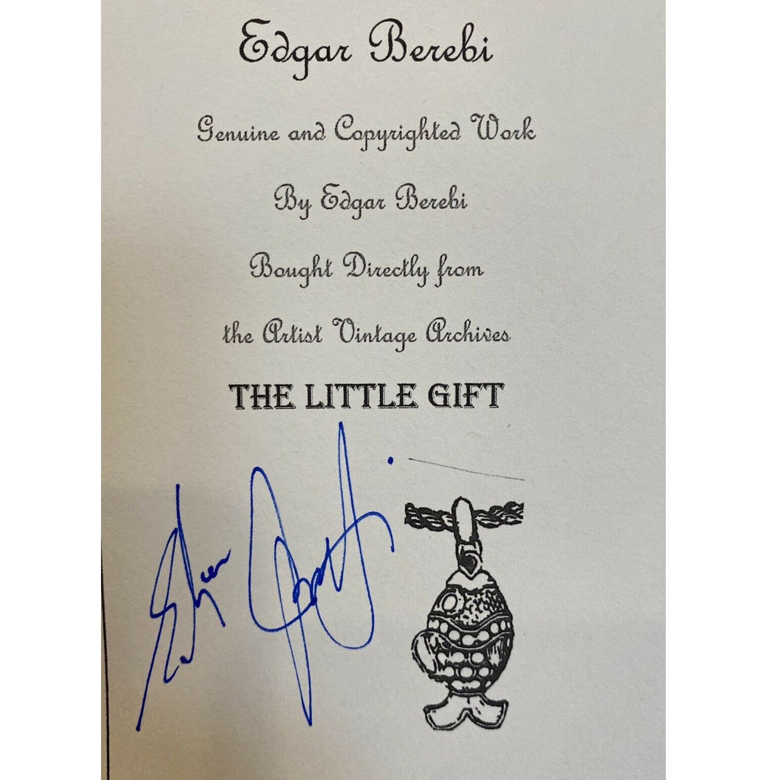 Vtg 1998 RARE Edgar Berebi Limited Ed. GP Enamel Fish Necklace “Little Gift” NOS