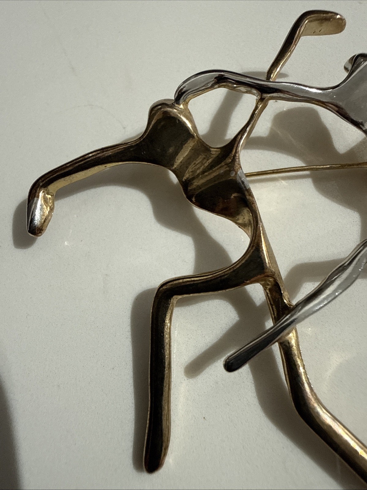 Vintage Gold & Silver Tone Modernist Abstract Dancers Brooch Pin