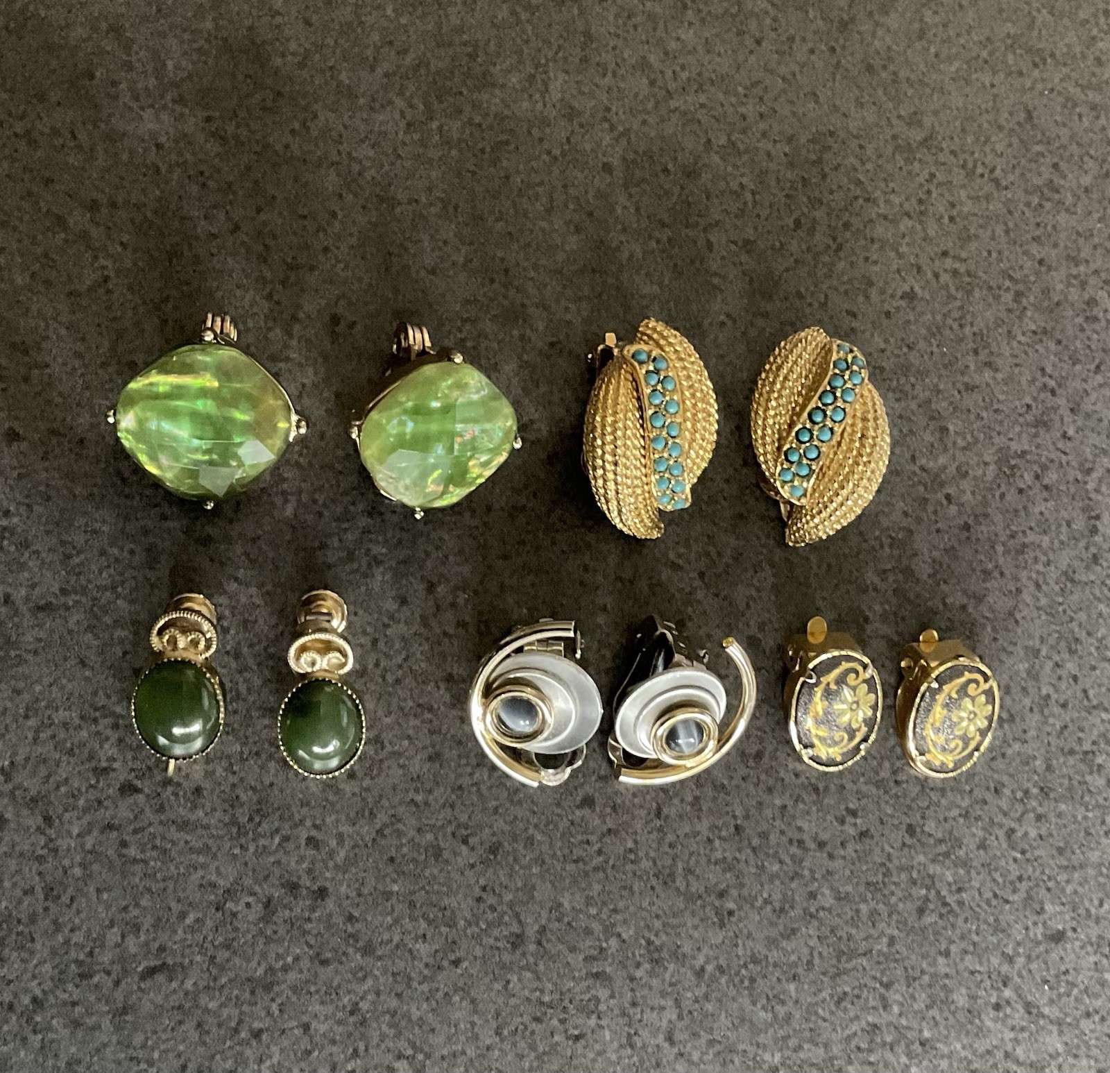 Vintage Lot of Clip On Earrings Excellent Condition Napier Damascene ￼￼￼
