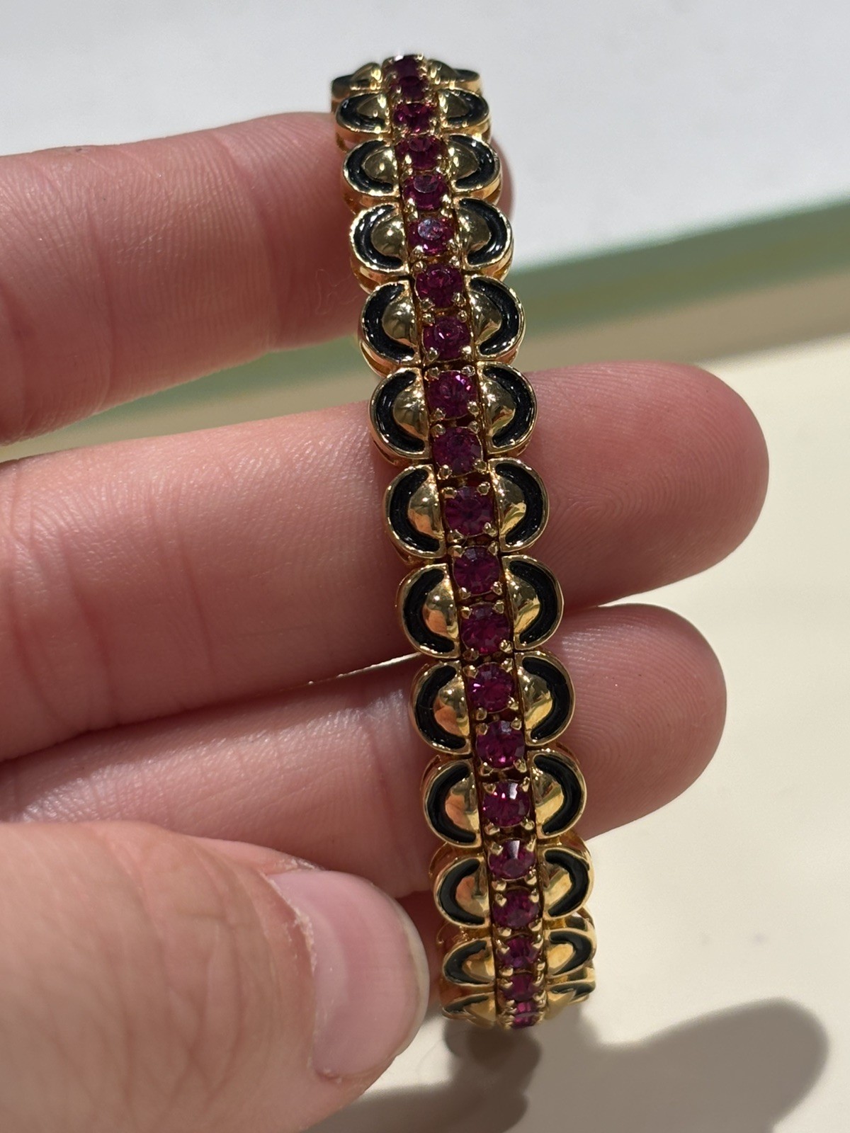 JOAN RIVERS Gold Tone Sim. Ruby Bracelet & Gold Tone Enamel Enhancer Bracelet
