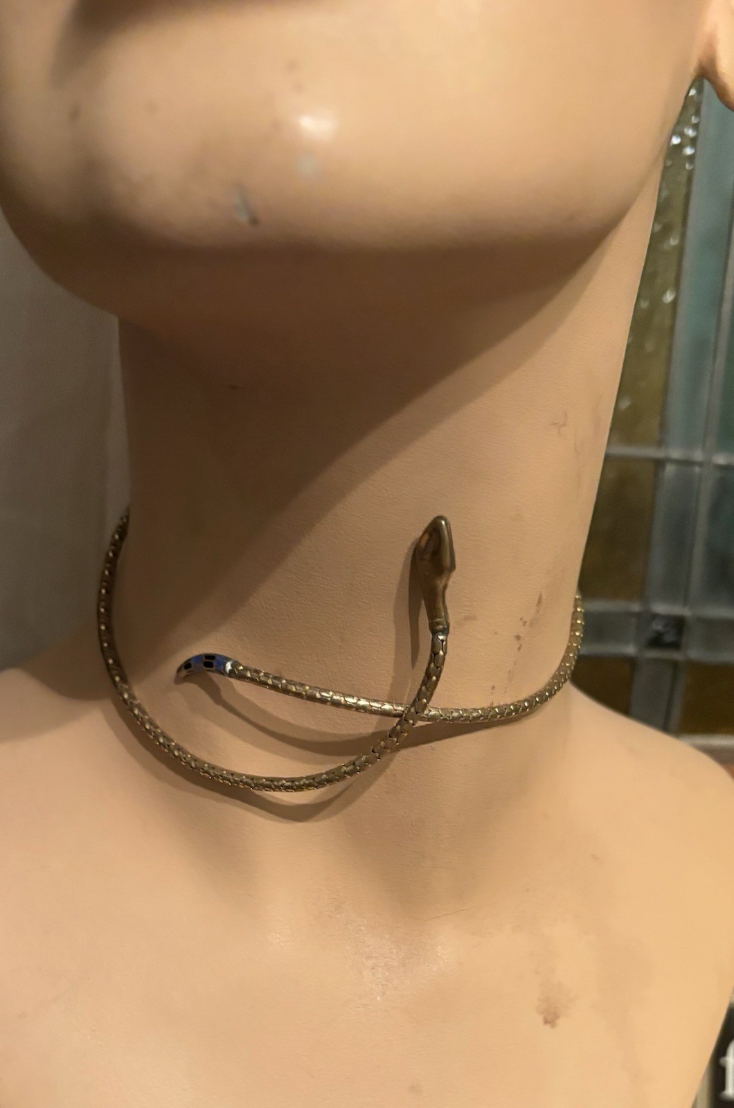 German Art Deco Enamel Coiled Snake Bracelet Torque Choker Flexible Gaspipe Wrap