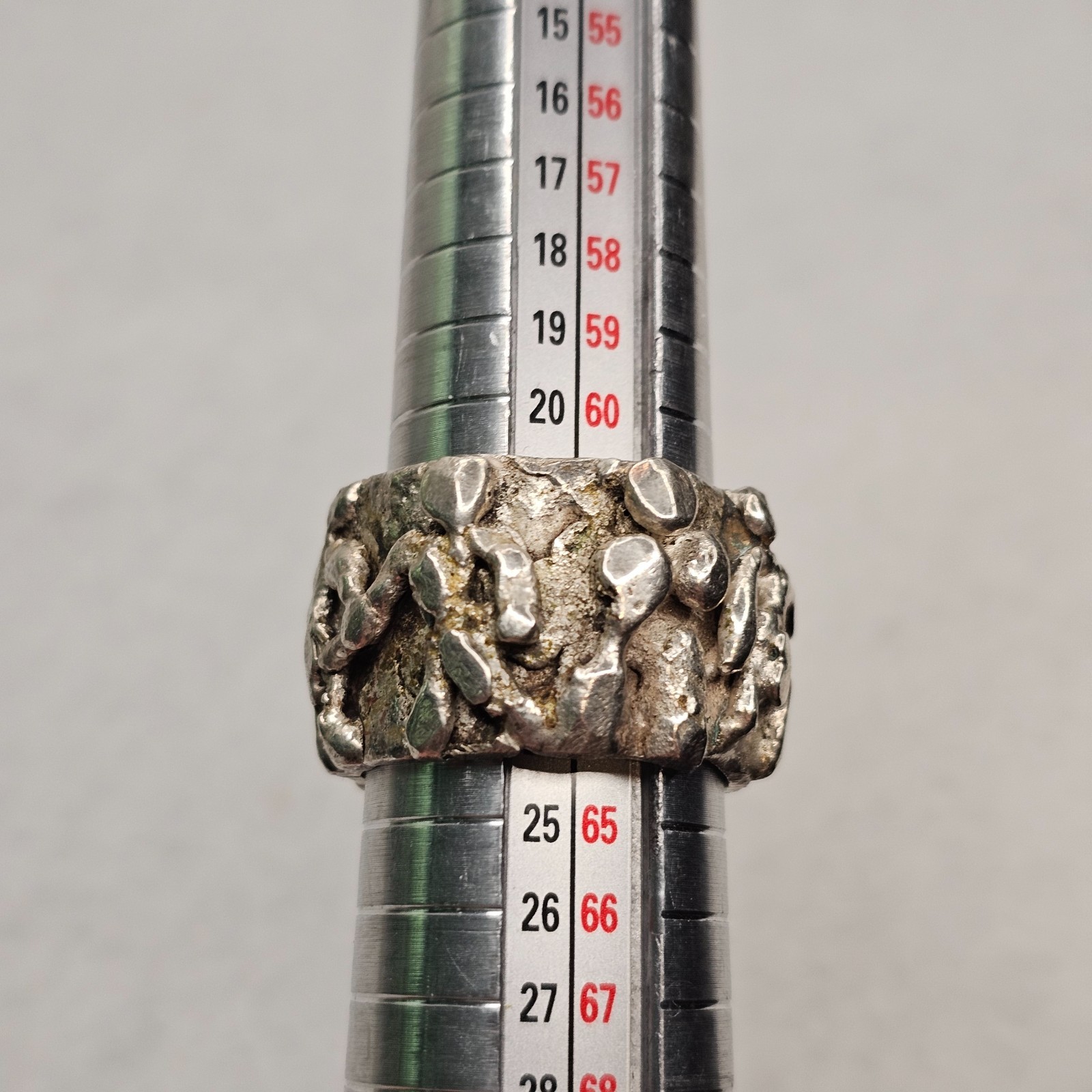 Vintage Brutalist Sterling Silver Abstract Figural Wide Band Ring Size 10 26.85g