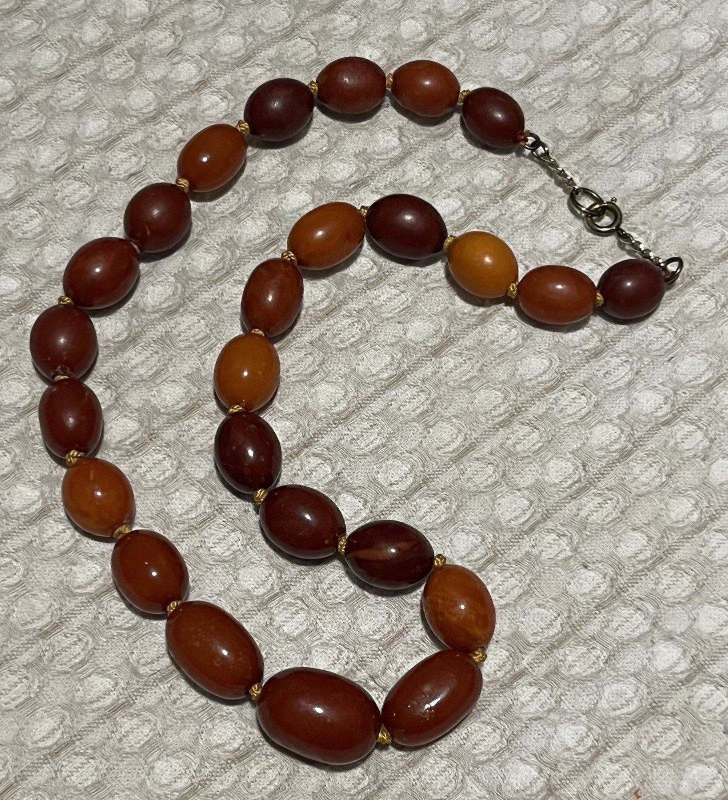 Rare Antique Dark Amber Butterscotch Necklace With Gorgeous Details And Swirls