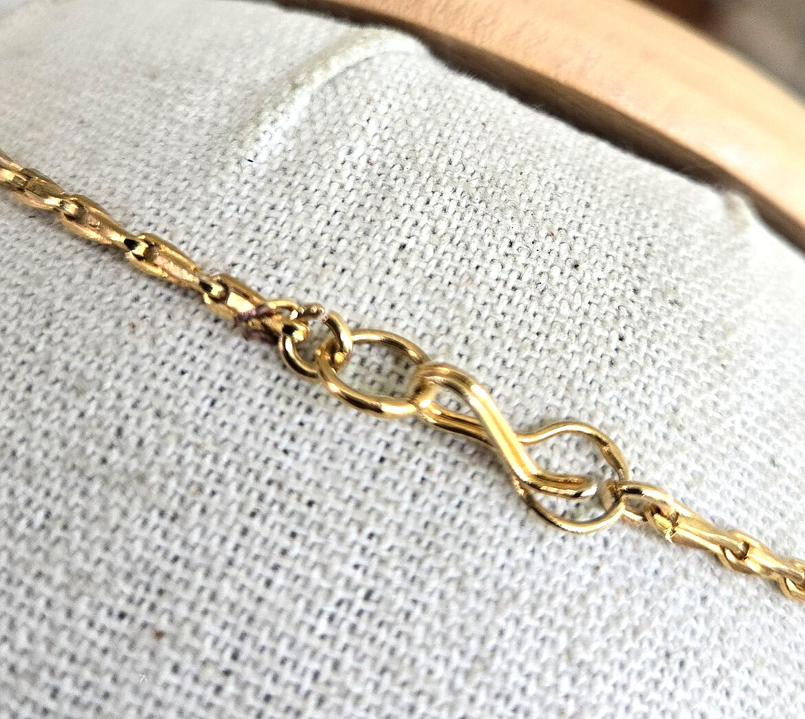 Vintage Agate Nugget Bead Gold Tone Elongated Chain Y Drop Necklace 24.75″