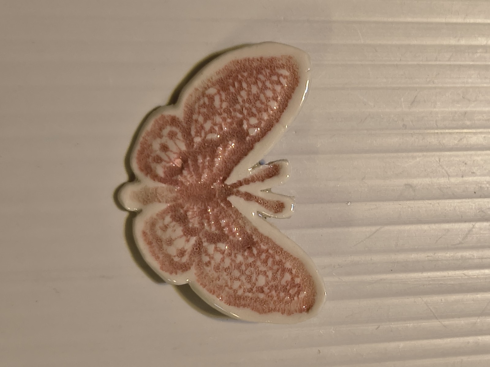 Handmade & Painted Ceramic Butterfly Brooch See Pictures For Details & Condition