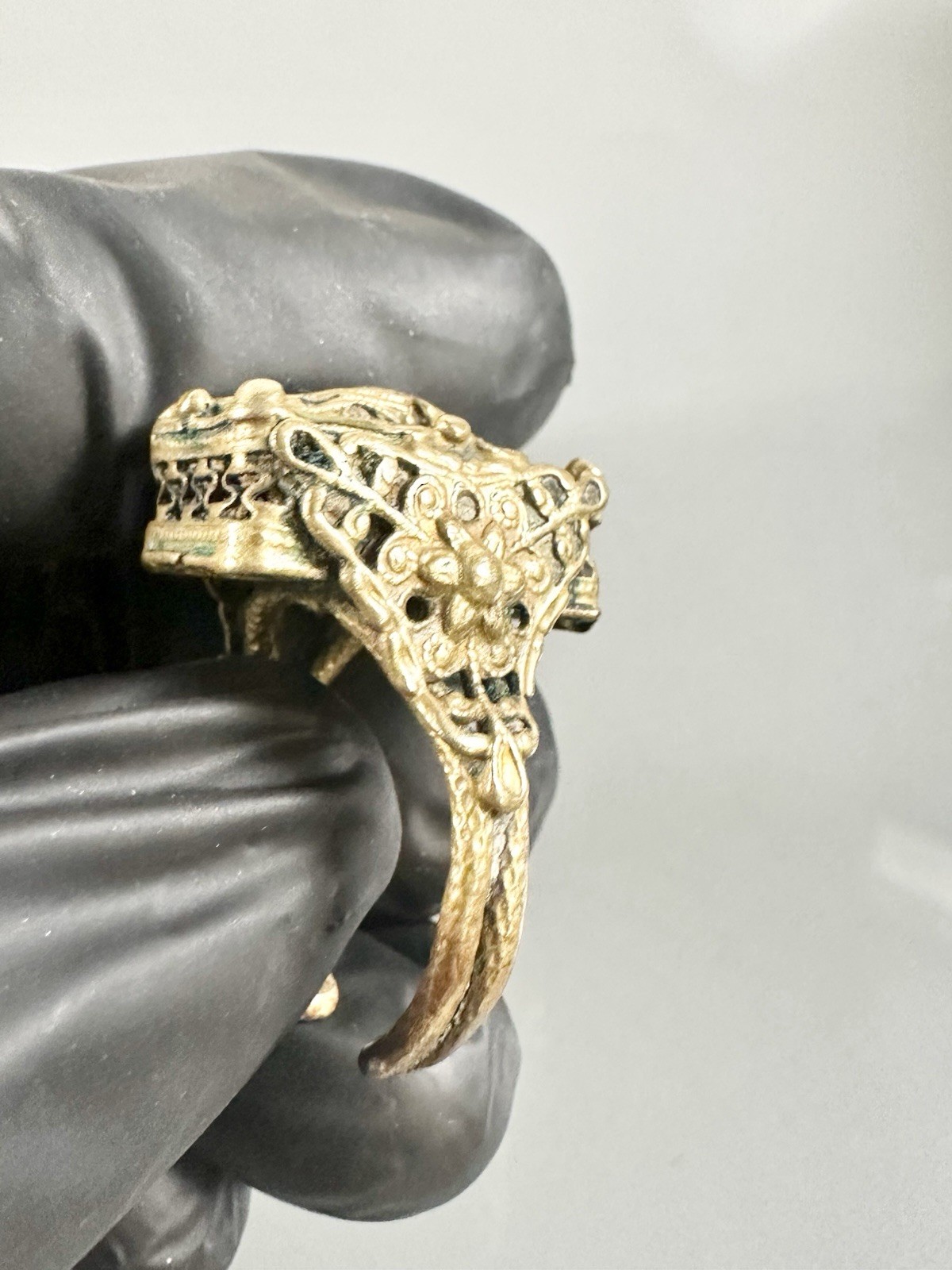 Antique Brass Detailed Open Work Filigree Techniques Adjustable Ring