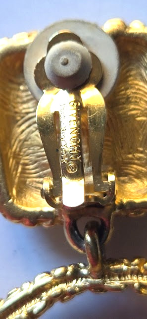 Vintage Givenchy Paris New York Pebbled Gold Circle Clip On Earrings