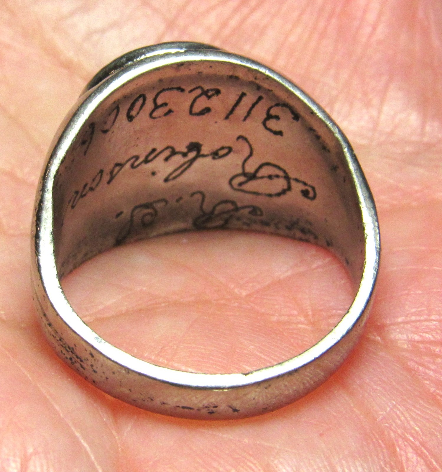 WWII US ARMY AIR CORPS AVIATOR PILOT STERLING SILVER RING SIZE 9 1/4 ~ NAMED #’D