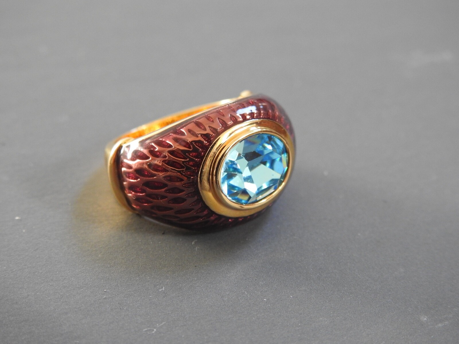 gorgeous Kenneth J Lane KJL faux Blue Topaz & Enamel RING 7.25