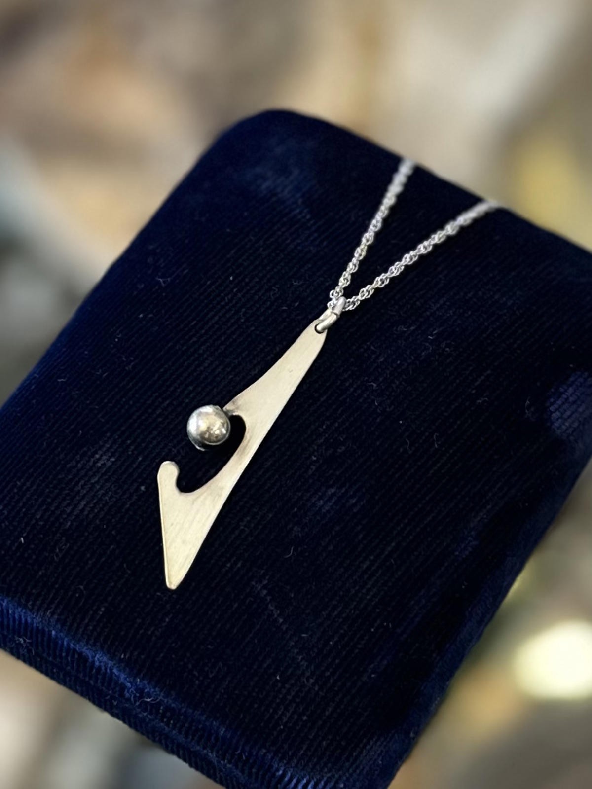 Vintage ORB Otto Robert Bade Sterling Silver Modernist Abstract Pendant Necklace