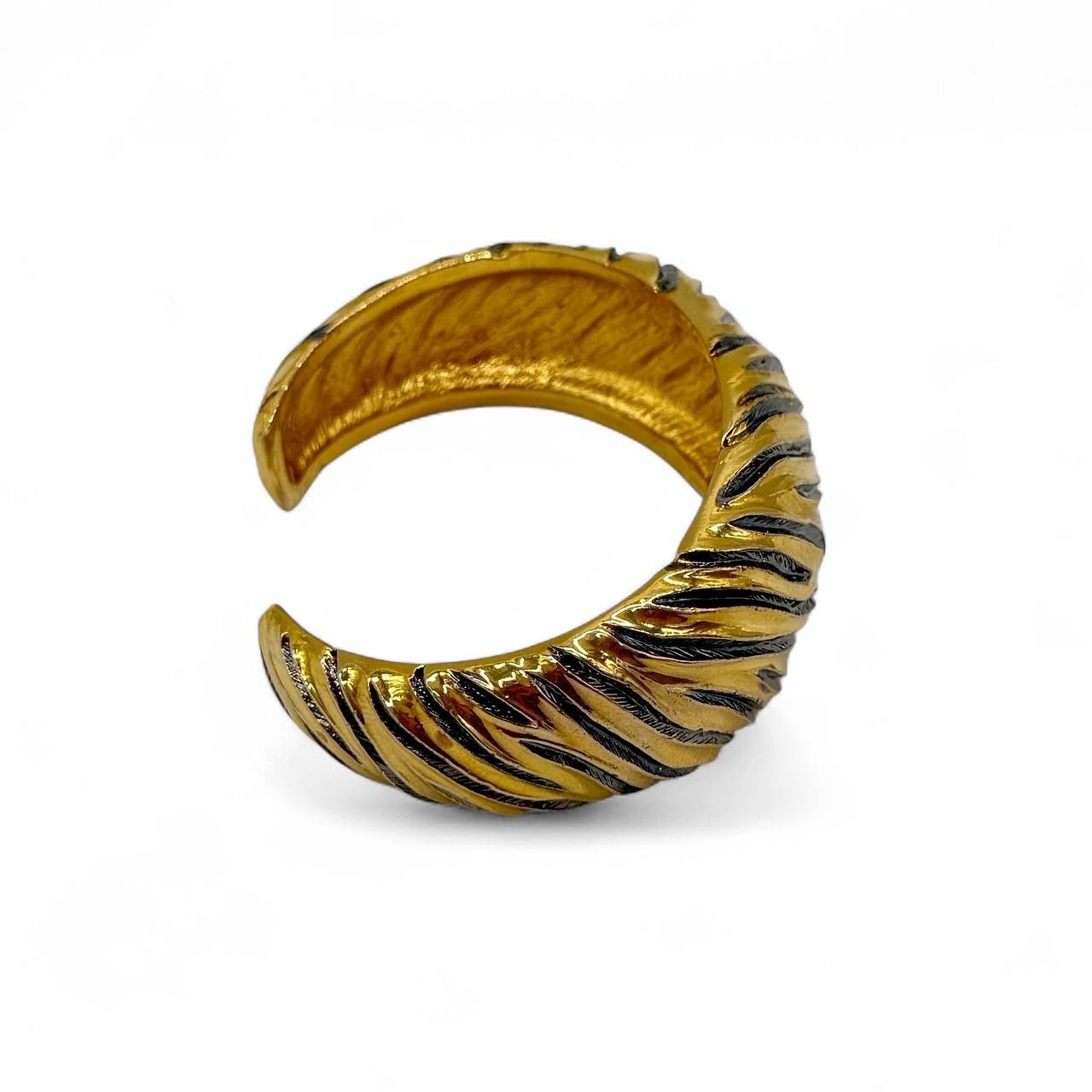 Vintage YSL Robert Goossens Gold Tone Zebra Cuff Bracelet France