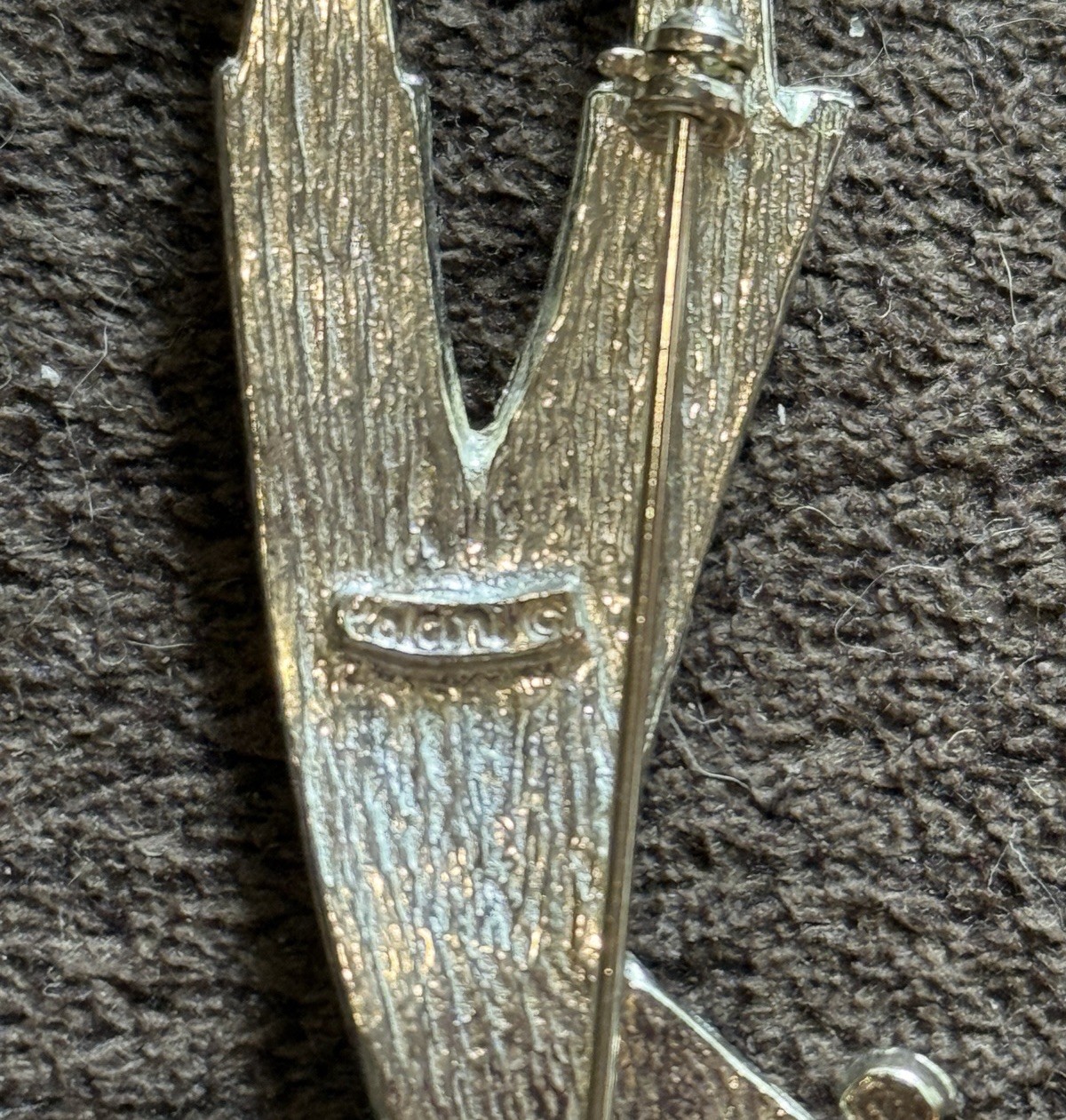 Signed polcini Golf player Art Deco brooch. Jewelry alloy, crystals Vintage