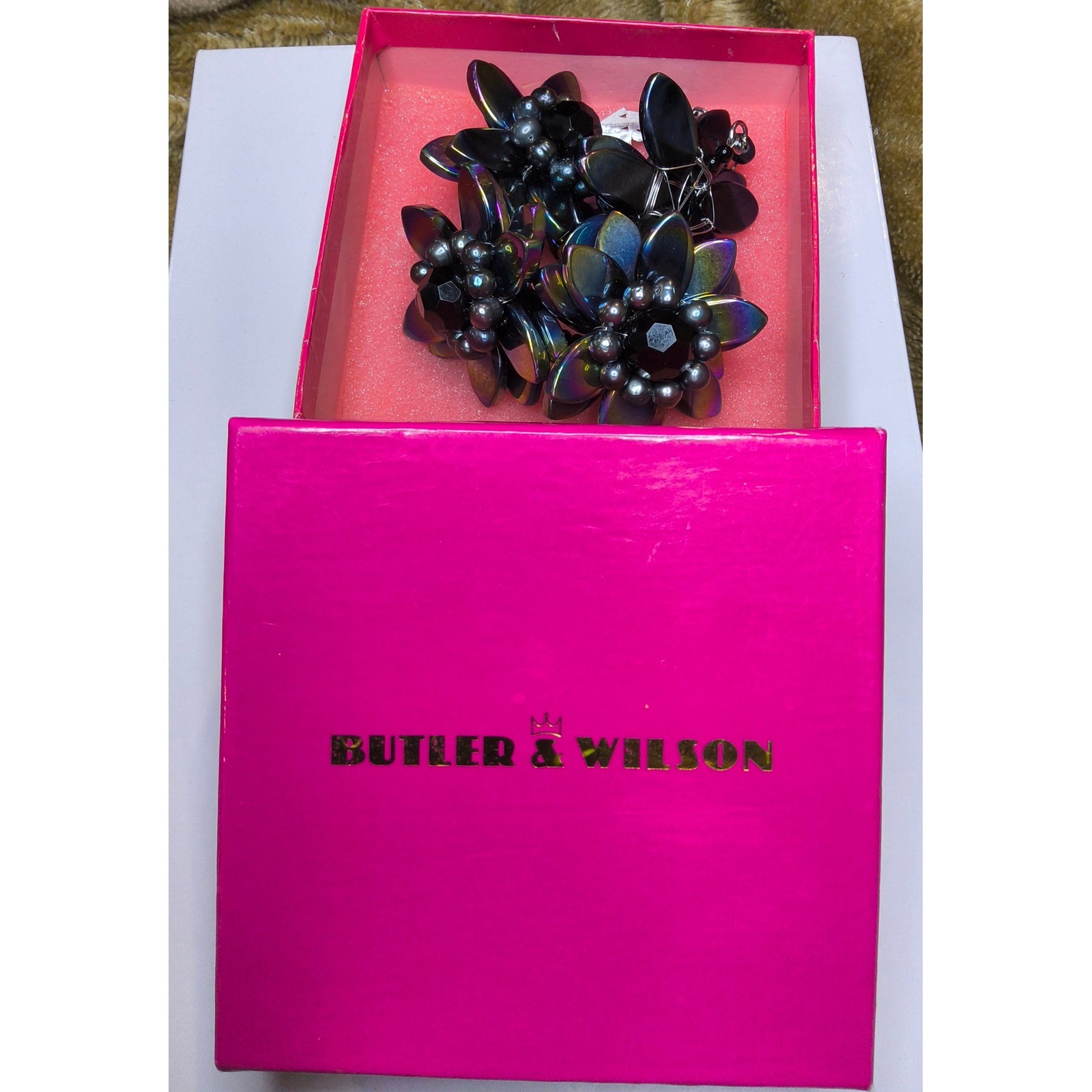 Vintage Butler & Wilson Oversized Floral Statement Bracelet B&W Box 2.5″ Flowers