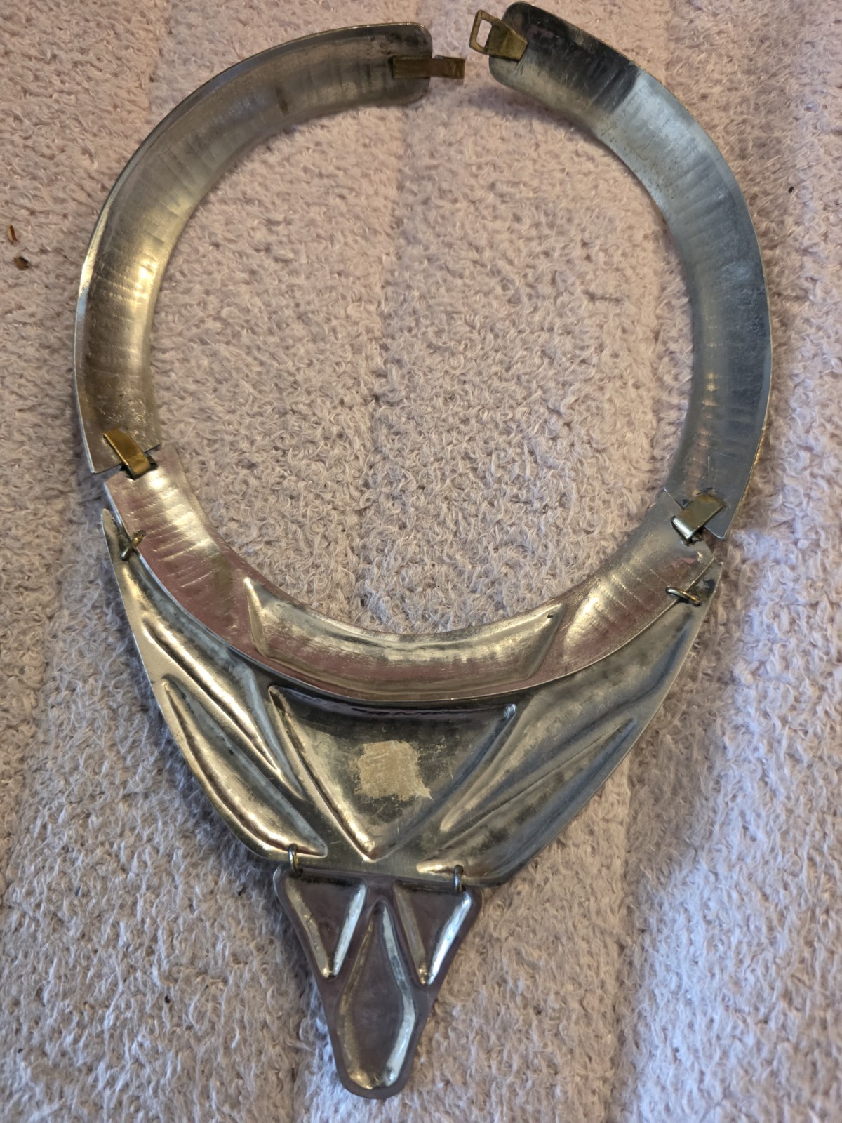 Vintage Morita Gil Designer Blue Lapis Metallic Bronze Collar Necklace Large