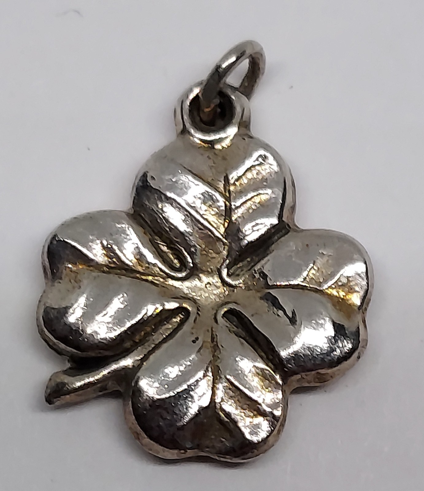Vintage Sterling Silver Charm Shamrock lucky Clover 3D