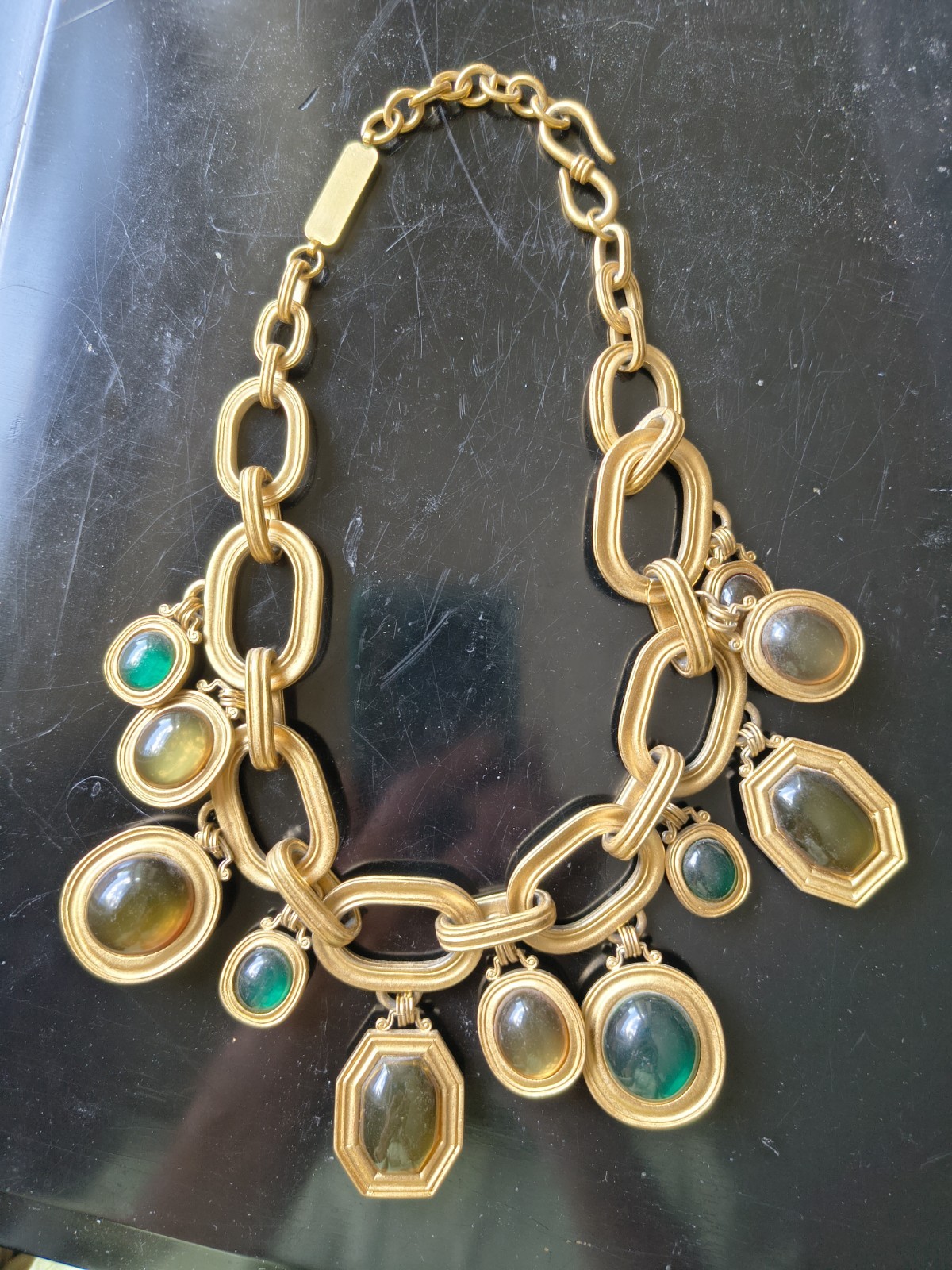 VINTAGE SIGNED NUMBERED YVES ST. LAURENT GRIPOIX GOLD TONE NECKLACE GOOSSENS