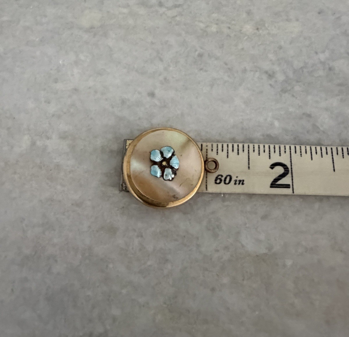 Vintage CMF Co Gold Filled MOP Enamel Flower Locket Pendant Charm