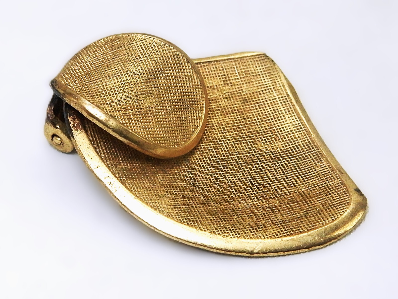Vintage Gold Tone, Textured Modernist Clip-On Fashion Earrings, GERMANY- JWL-677