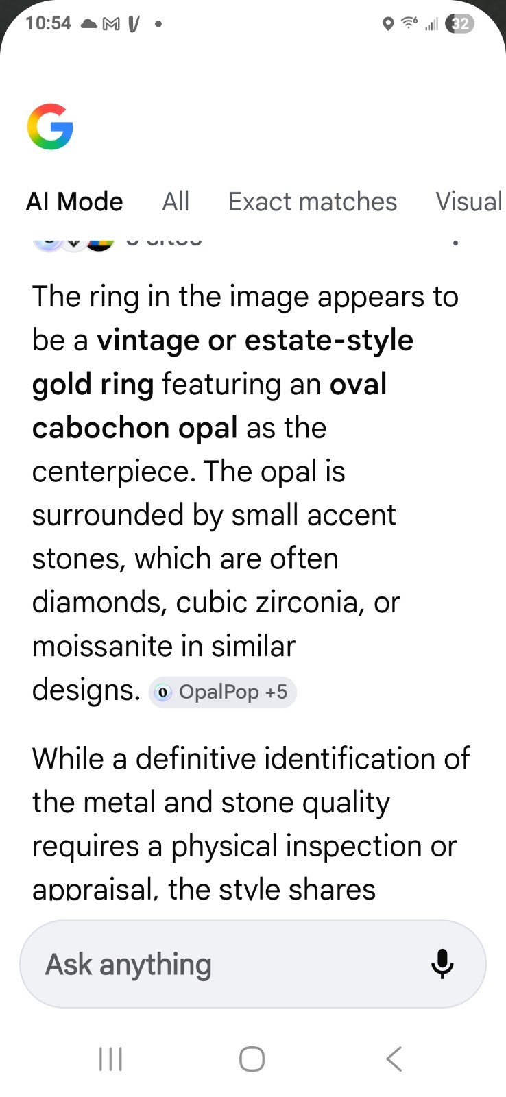 Vintage Opal Estate Jewelry Ring Yellow Gold 10k ST