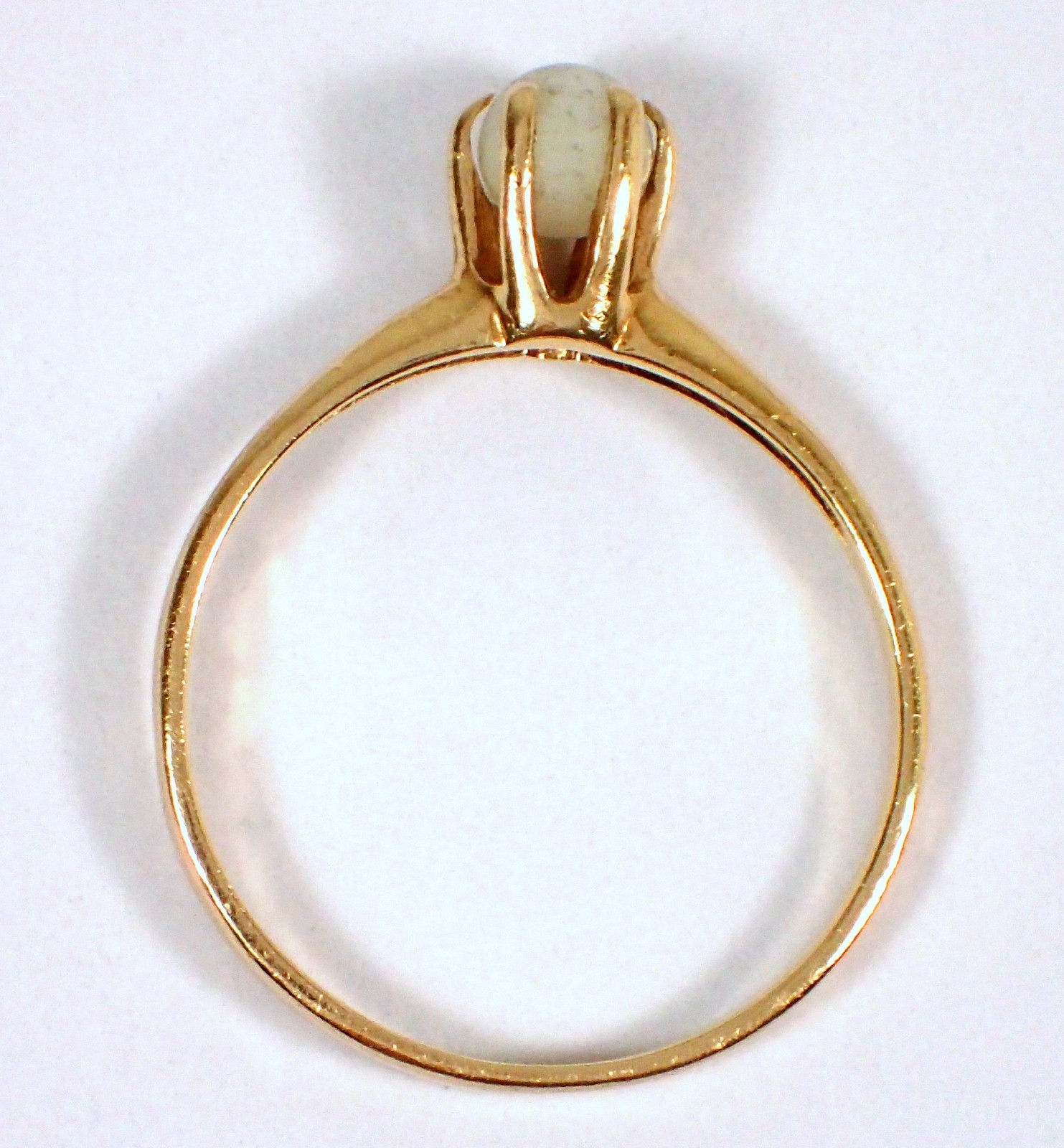 Antique Victorian 1.1g SOLID 10k Yellow Gold Prong Set White Stone Ring Sz 5.5