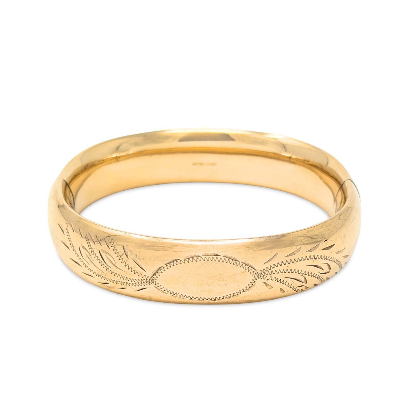 Bojar 1920’s 12K Gold Filled Cartouche 15mm Hinged Bangle Bracelet