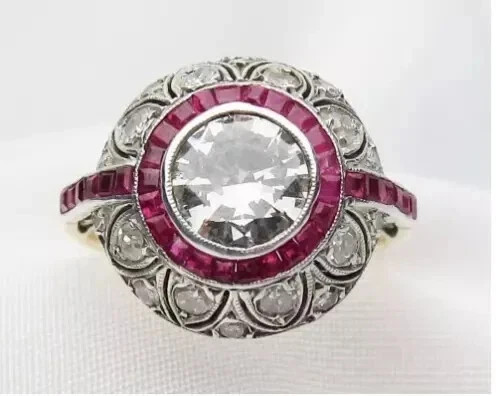 2Ct Art Deco Style Round Cut Lab Created Diamond 14K Yellow Gold FN Wedding Ring