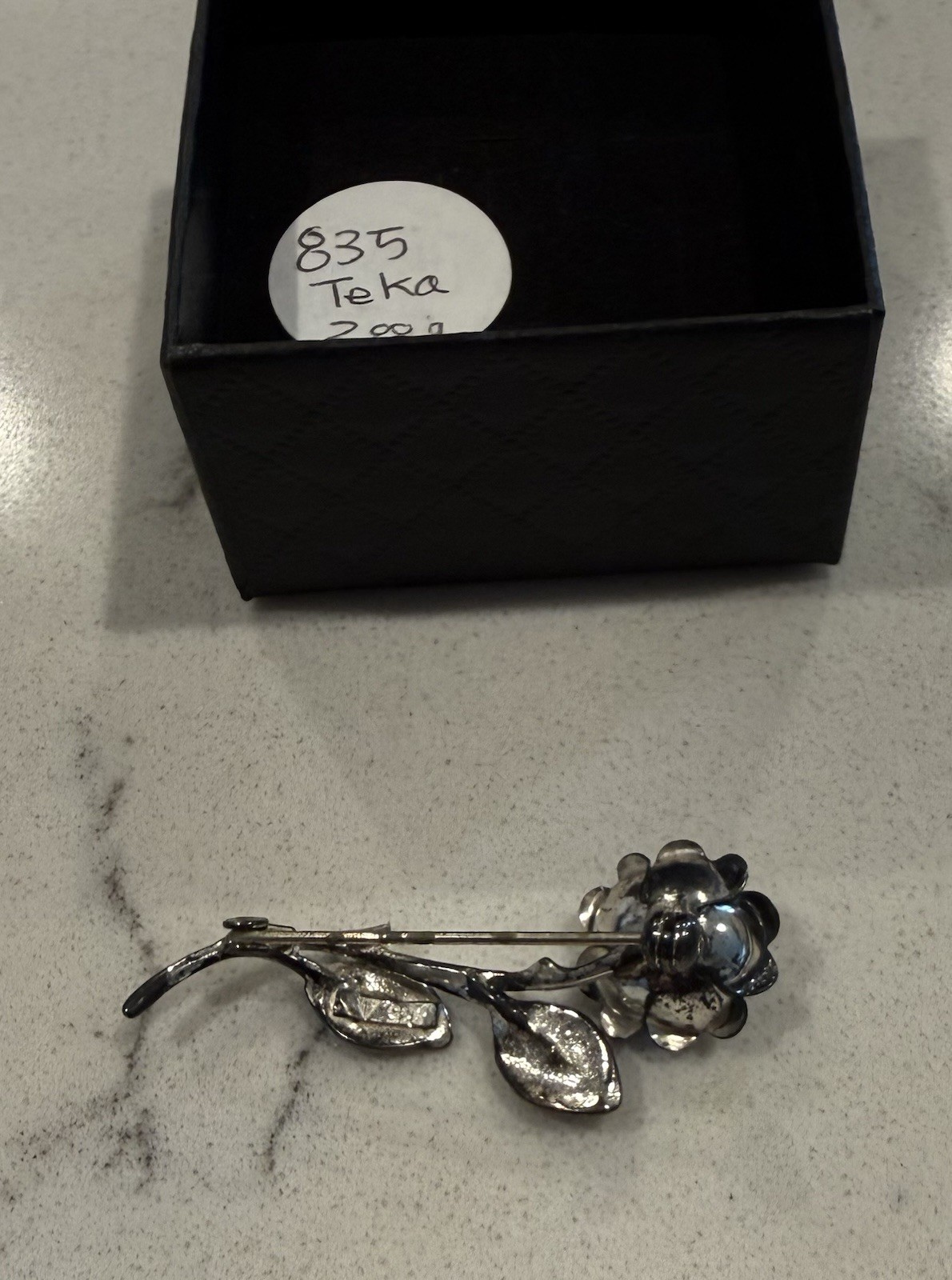 Vintage Teka 835 Silver Rose Brooch