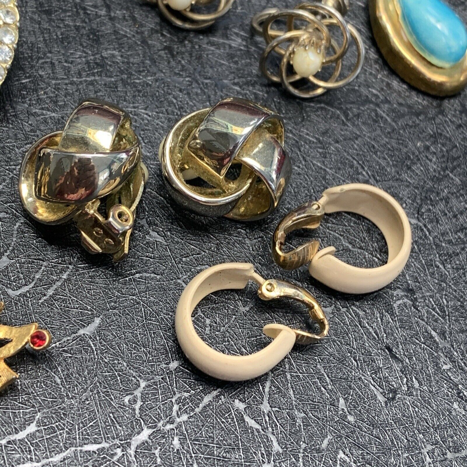 Wearable Vintage Clip Earring Lot Assorted 8 Pairs As Shown