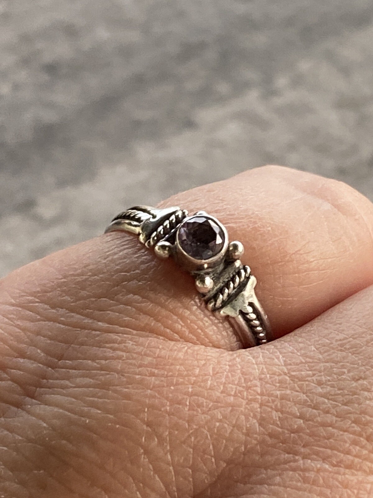 925 Sterling Silver Ring Amethyst Vintage Women Size 6.5