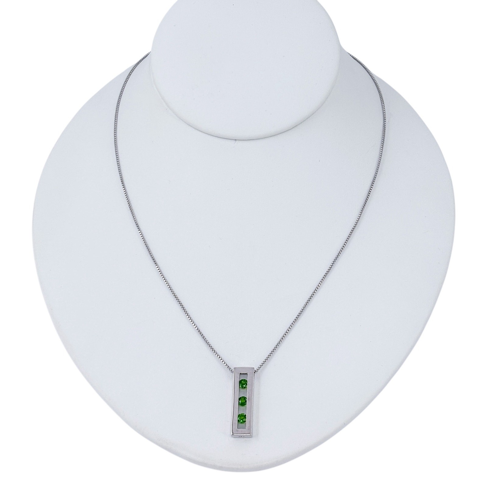 Green Triple Diopside Pendant | Sterling Silver 925 Necklace 16”-18” Gift
