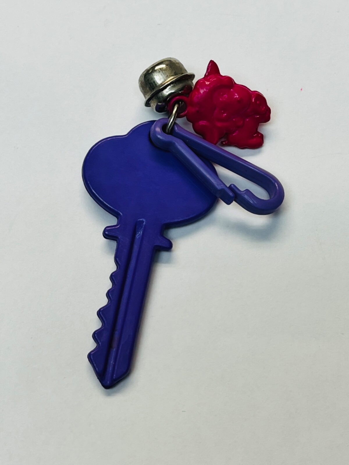 1980s Bell Charm Purple Key Collectible Clip On Charm for 1980s Necklace BIN J