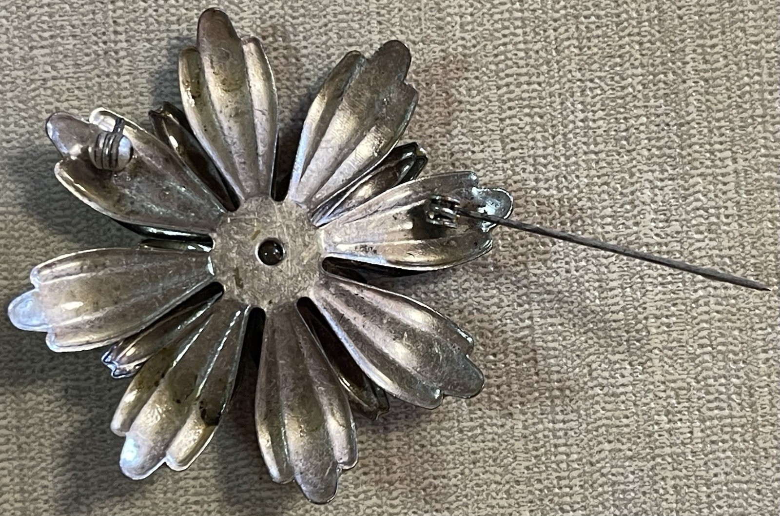 VINTAGE ESTATE MID CENTURY Enamel & Rhinestone Layered Floral Pins, Gold Color