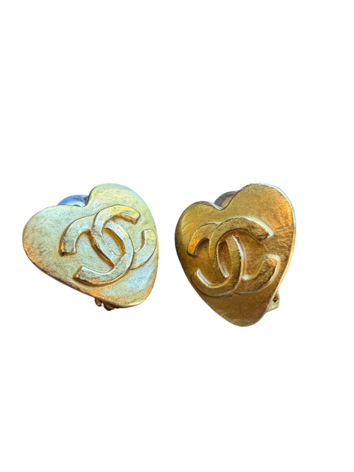 Chanel CC Vintage 1995 Heart Clip Earrings