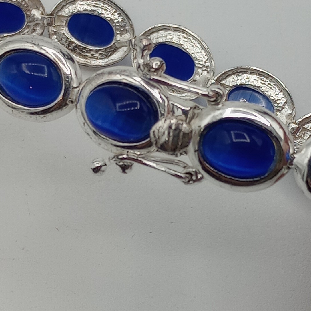 FAS DESIGNER Sterling Silver Blue Lapis Stone Bracelet Vintage Fashion Jewelry