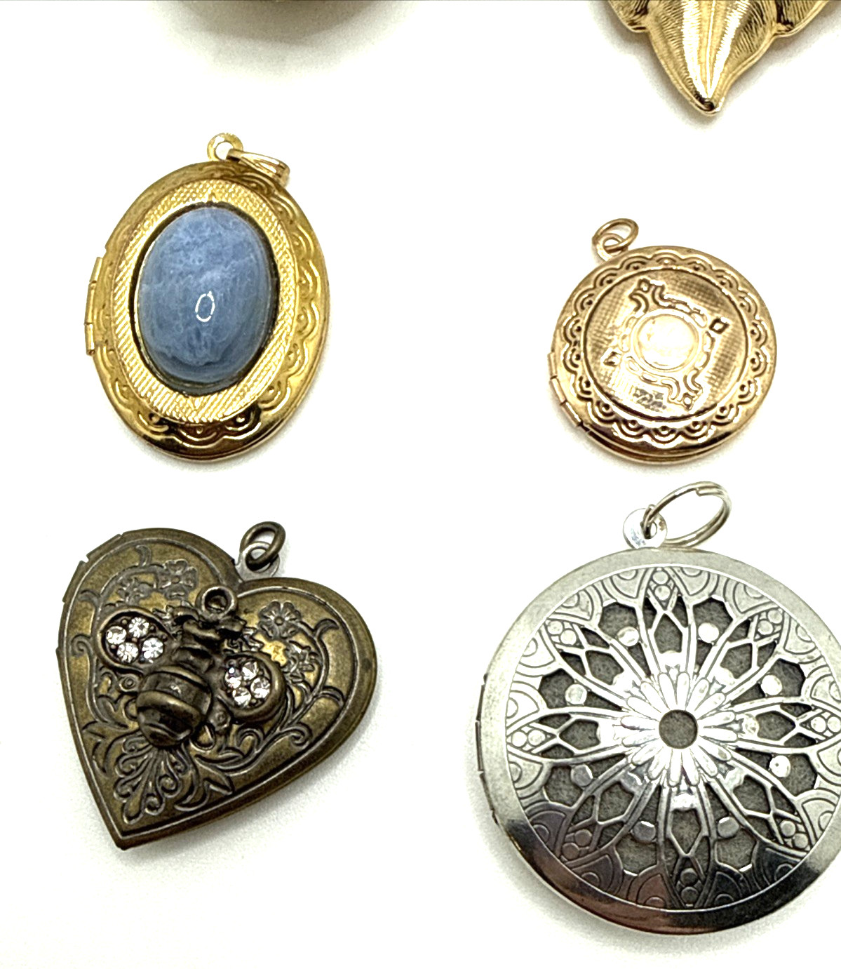 Vintage to Now Jewelry Pendant & Charm Lockets Gold & Silver Tone Lot of 12