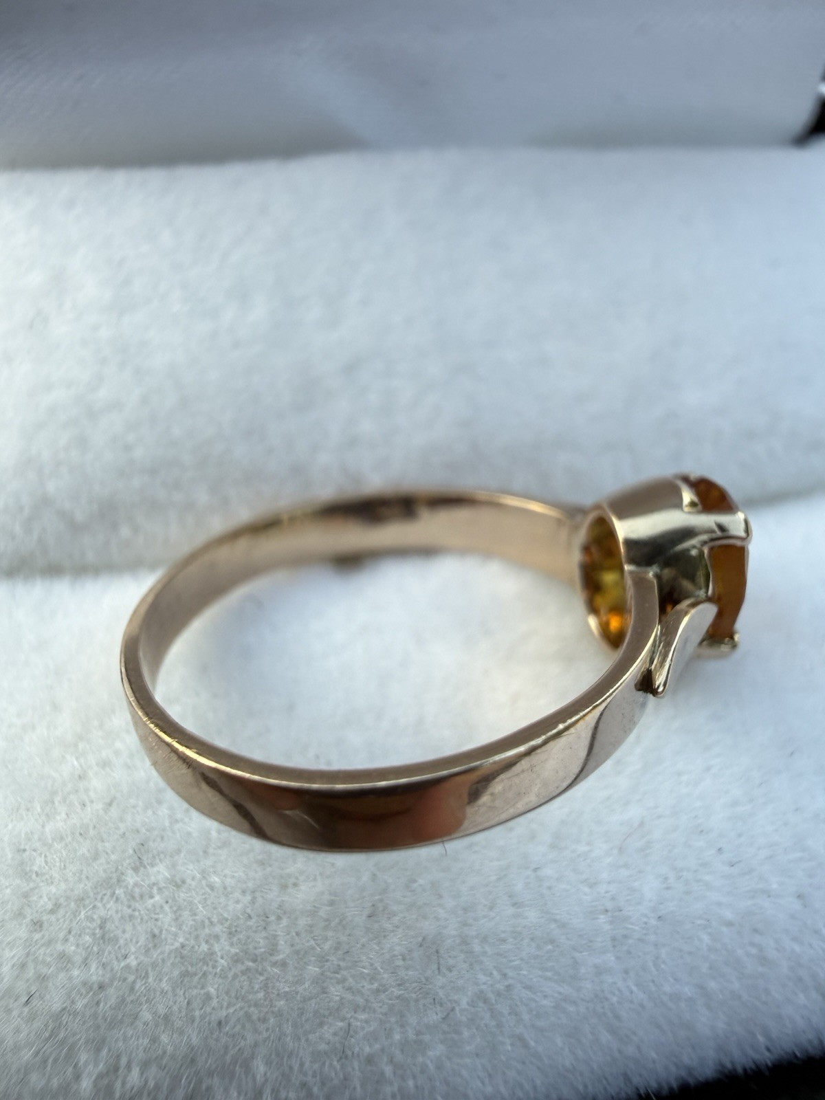 Vintage 14k Rose Gold Madeira 1ct Citrine Oval Solitaire Ring Size 6.25 2.2 Gram