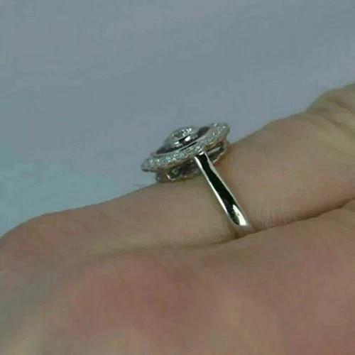 2.2CT Round Cut Lab Created Diamond Vintage Halo Wedding Ring 925 Silver