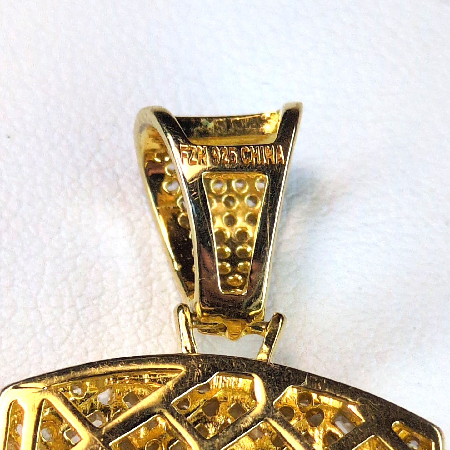 Designer FZN 925 Gold Over Sterling Silver Dog Tag Pendant Gold Baguette CZ