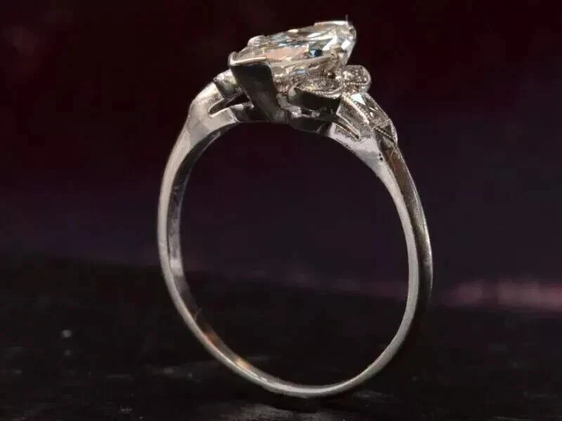 Art Deco Style 2.25Ct Lab Created Diamond Engagement 14K White Gold Finish Ring