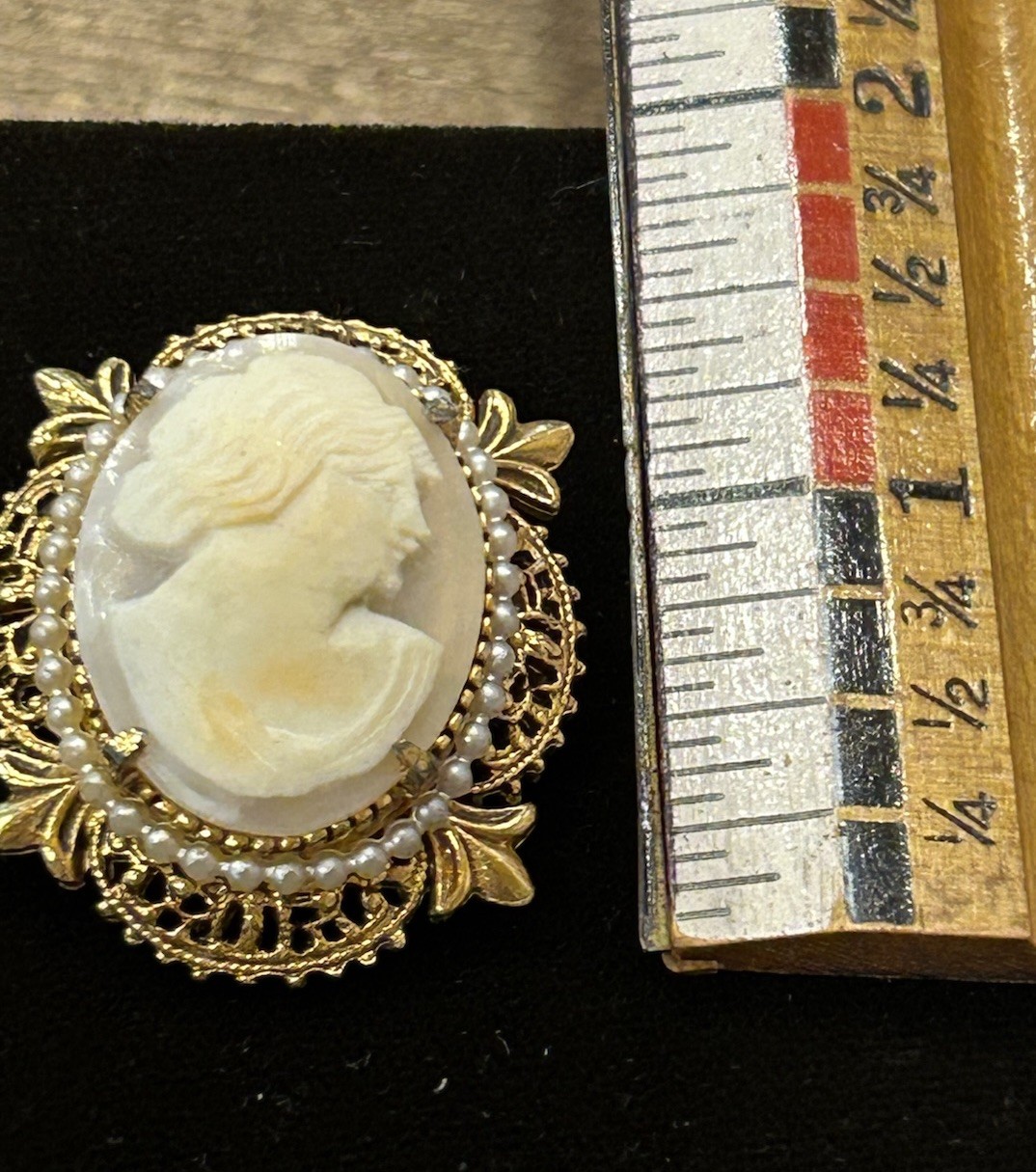 Vtg Lot Of 3 Brooches: 2 True Victorian & 1 Mid-Century Florenza Shell Cameo EUC